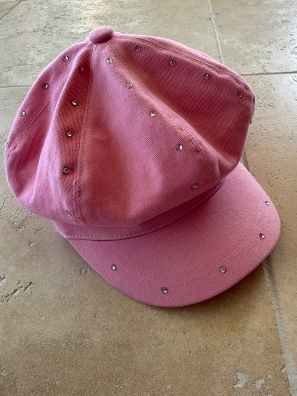 Girls' Pink Rhinestone Newsboy Cap - Sparkle Accent Hat